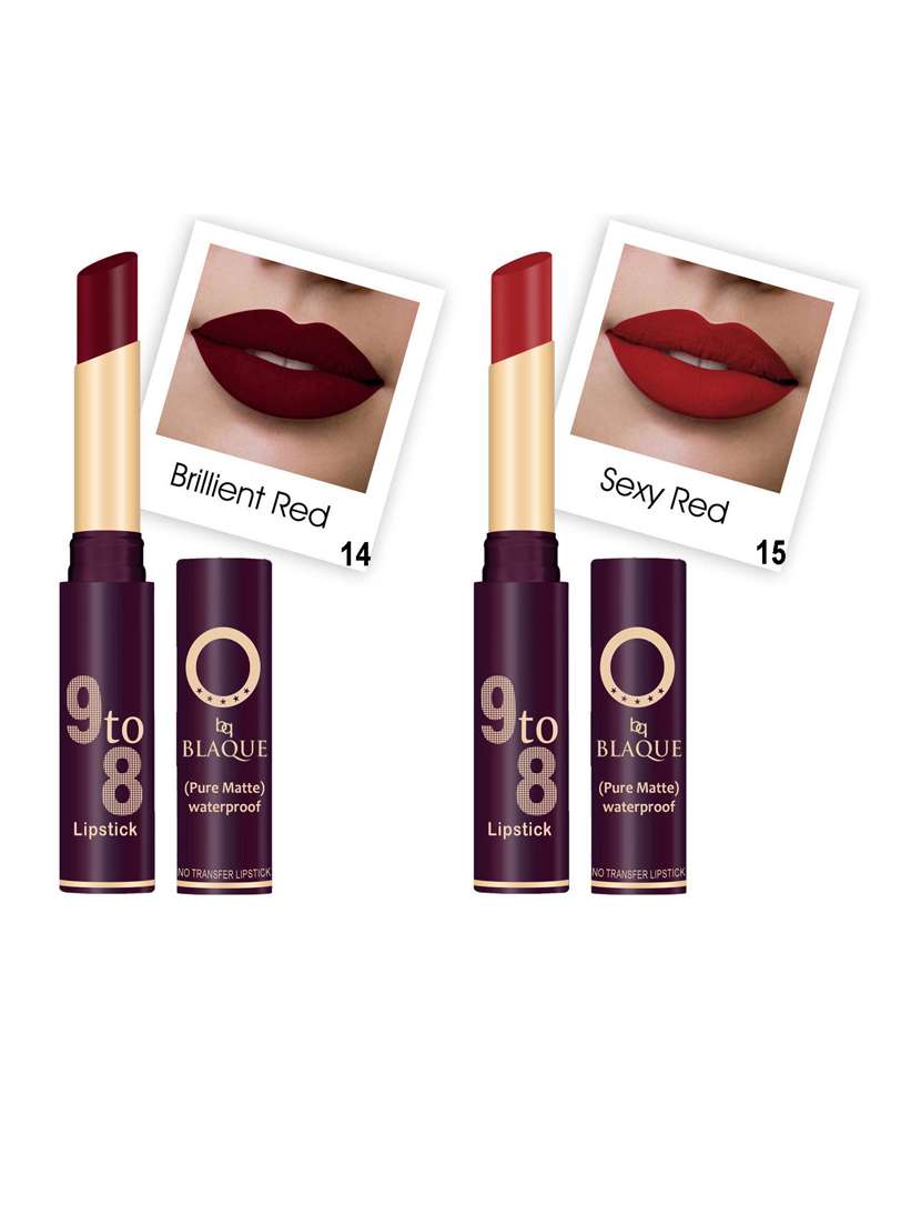pure matte 9 to 8 long stay waterproof lipstick shade  14-15