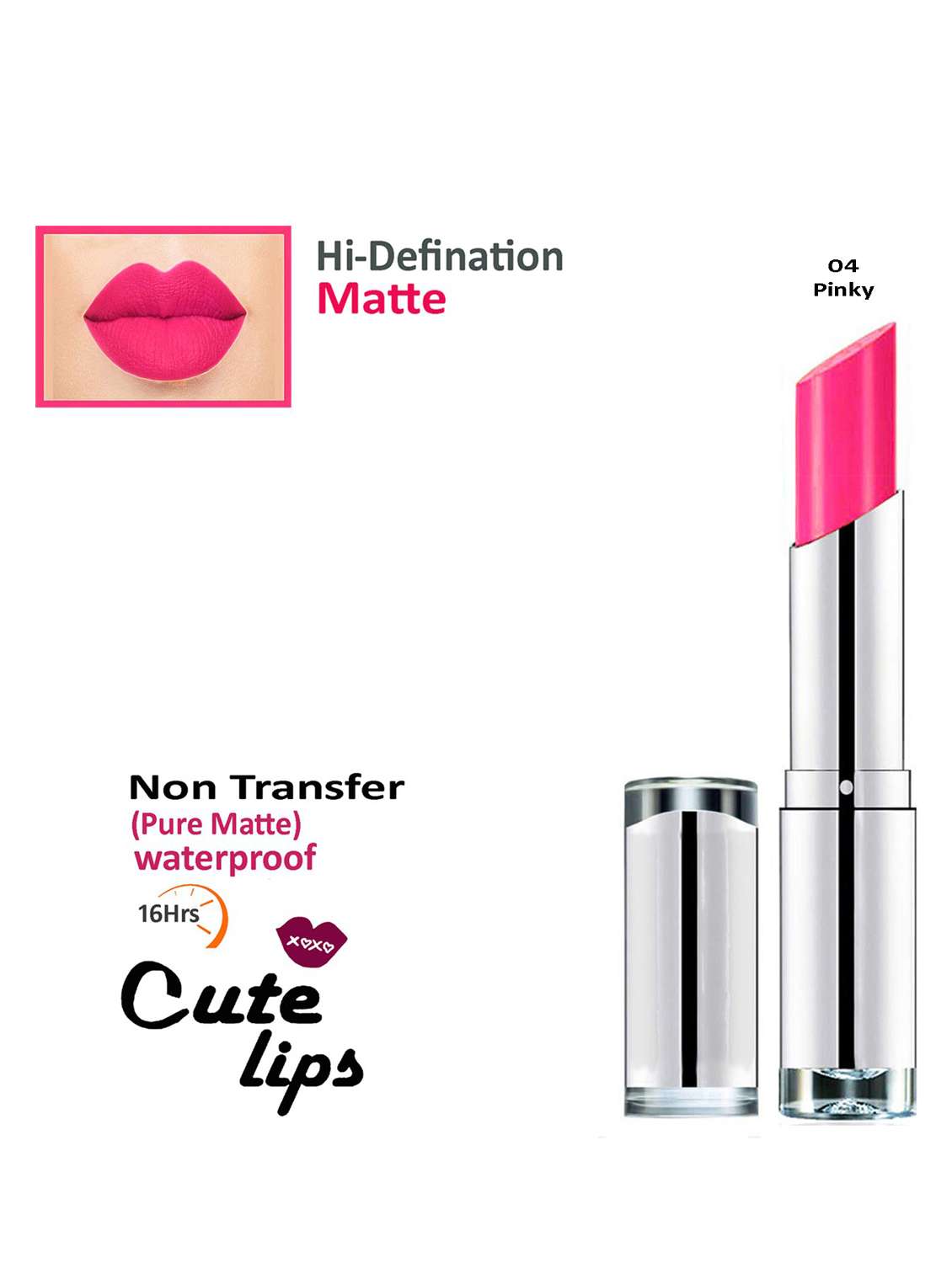 b. berry non transfer long lasting matte lipstick 2.4 gm - # 04 pinky