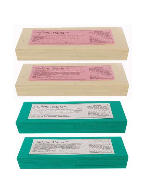 makeup mania 280 pcs large waxing strips, non-woven hair removal plain waxing strips - ivory-green