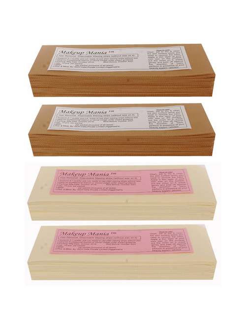 makeup mania 280 pcs large waxing strips, non-woven hair removal plain waxing strips - brown-ivory