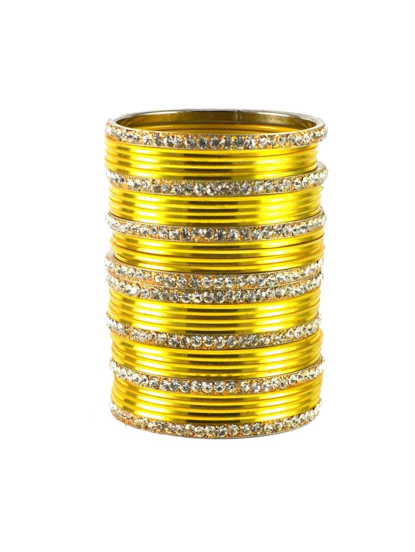 yellow coloured plain brass bangle