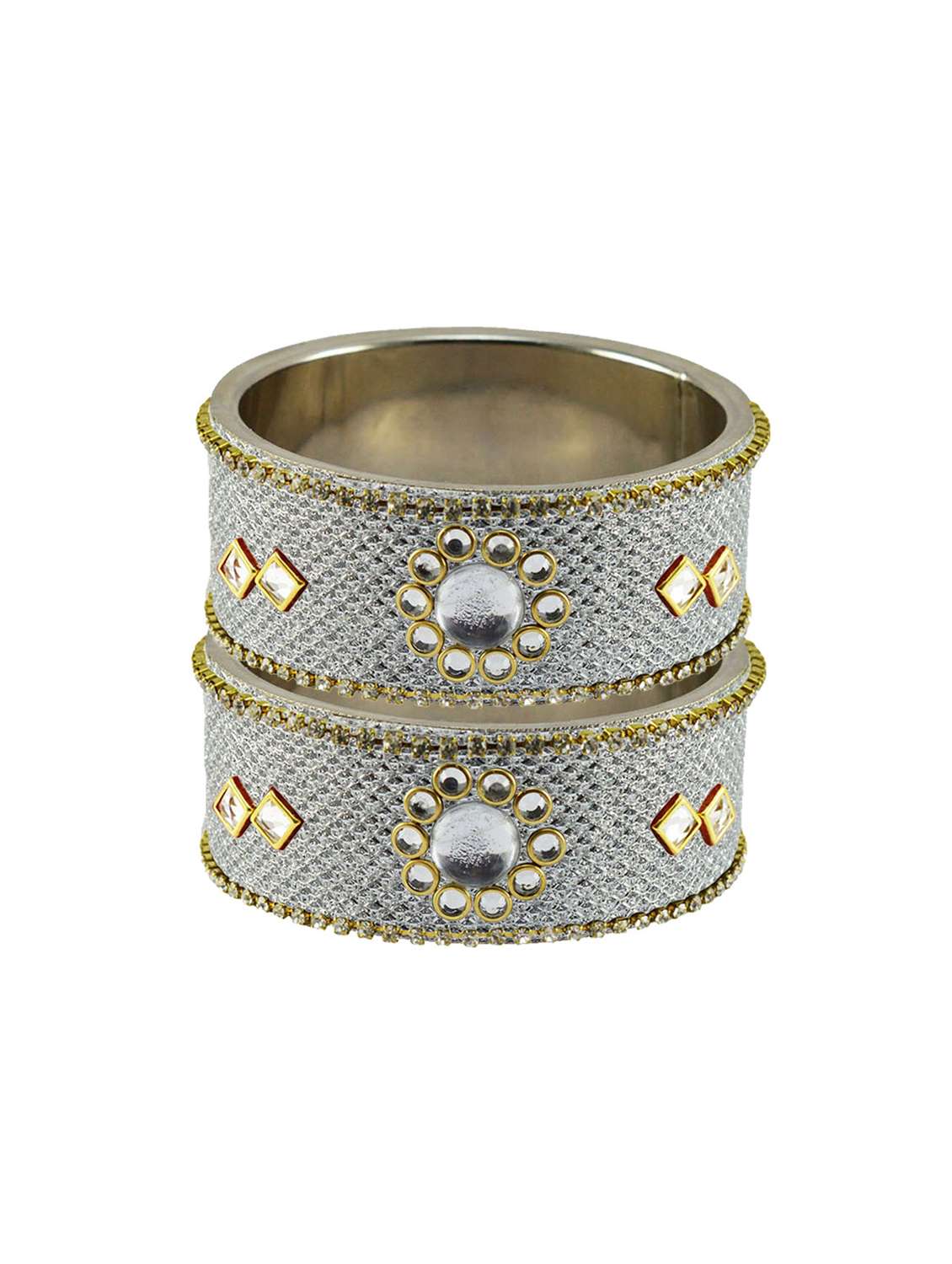 white stone stud metal bangle