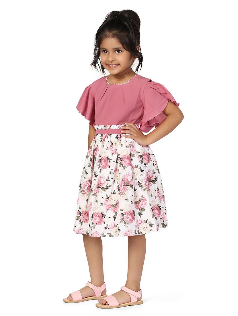 girls round neck cold shoulder frock - 18782556 -  Standard Image - 1