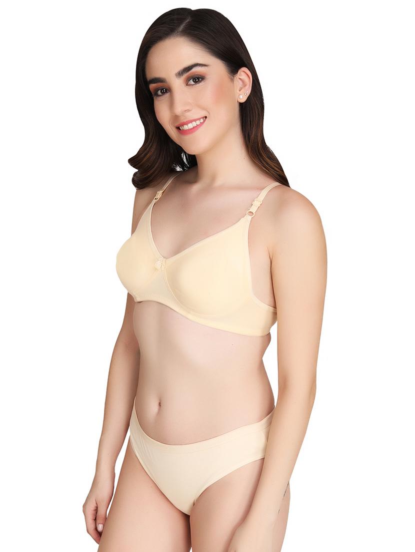 beige cotton bras and panty set - 18788807 -  Standard Image - 1