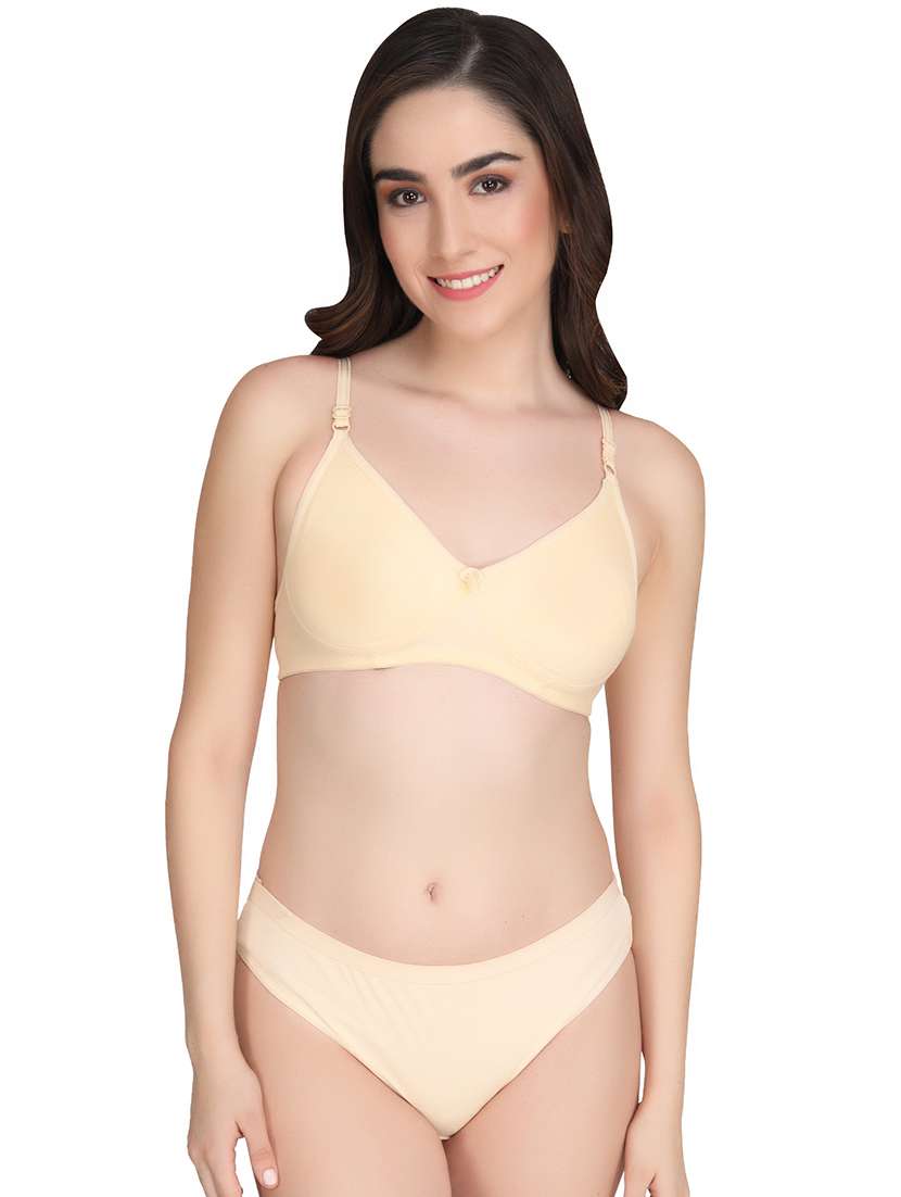 beige cotton bras and panty set