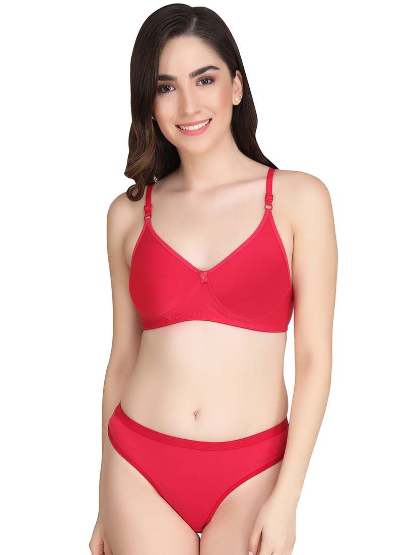 pink cotton bras and panty set
