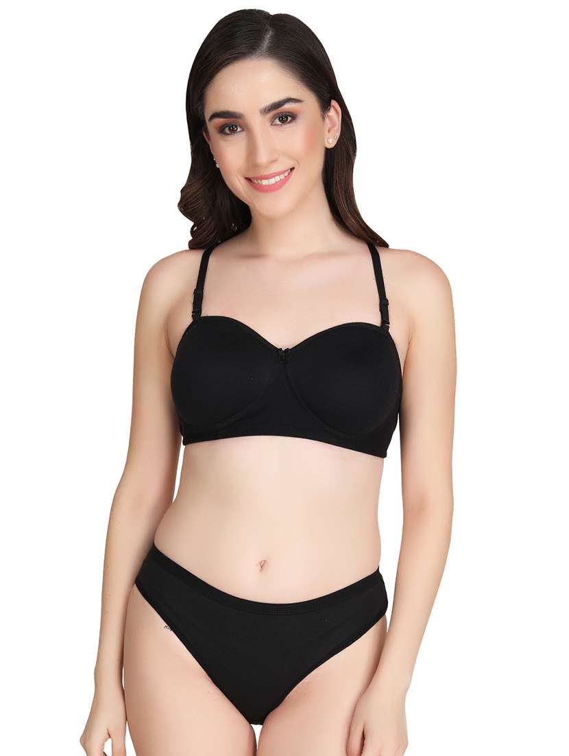 black cotton bras and panty set