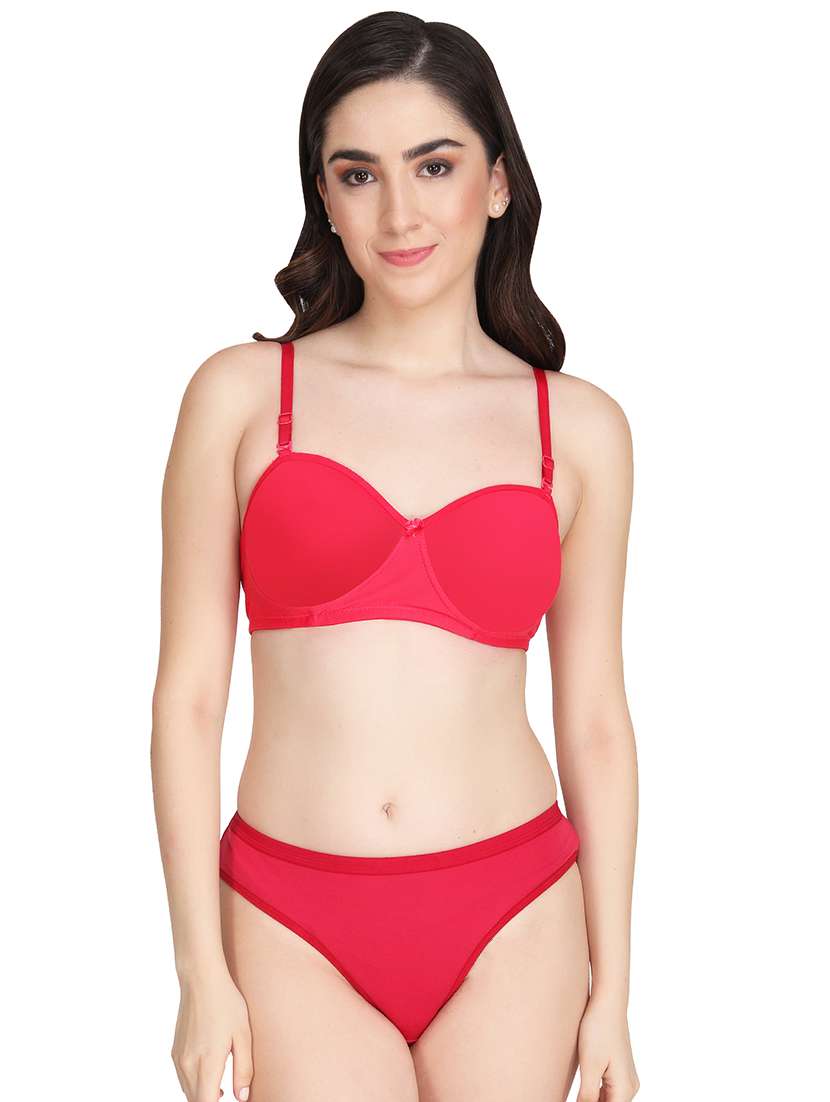 red cotton bras and panty set