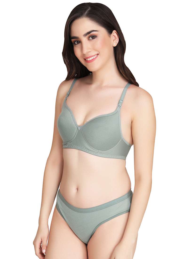 green cotton bras and panty set - 18788836 -  Standard Image - 1