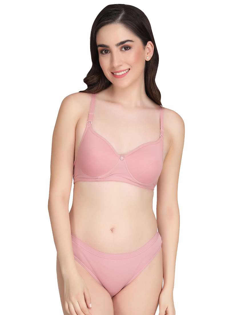 pink cotton bras and panty set