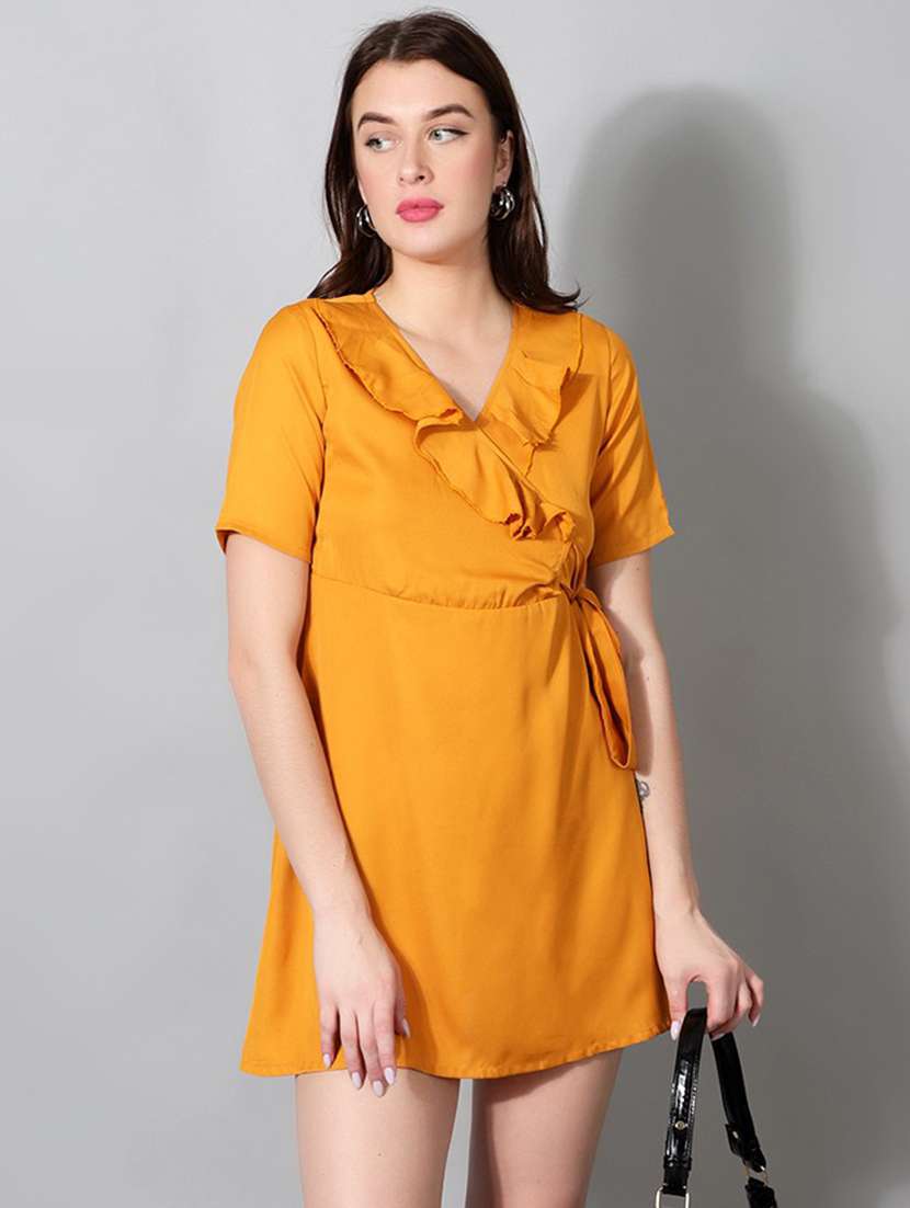 women's wrap solid dress