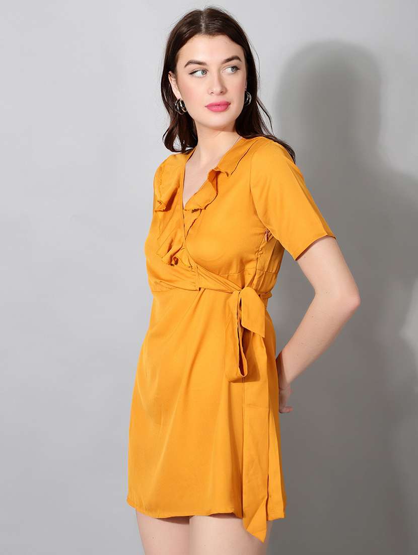 women's wrap solid dress - 18788962 - Standard Image - 1