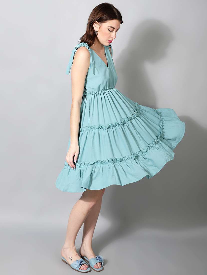 women's tiered dress solid dress - 18788963 - Standard Image - 1