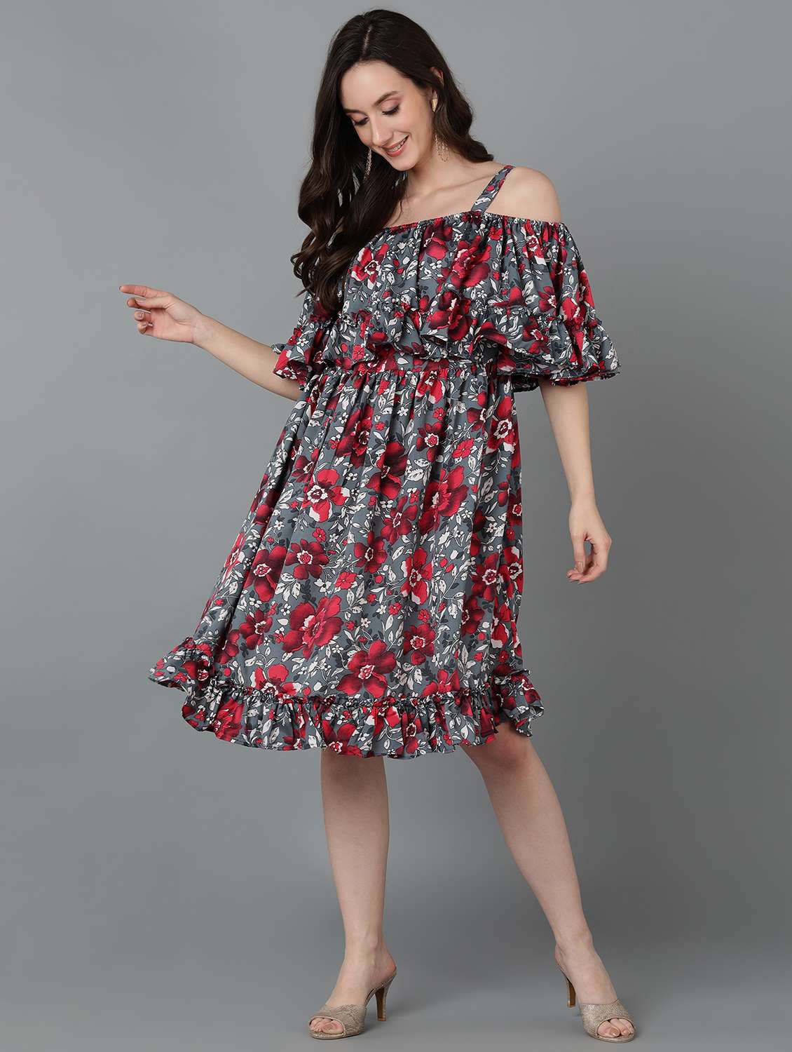 women's tiered dress floral dress - 18788968 - Standard Image - 1