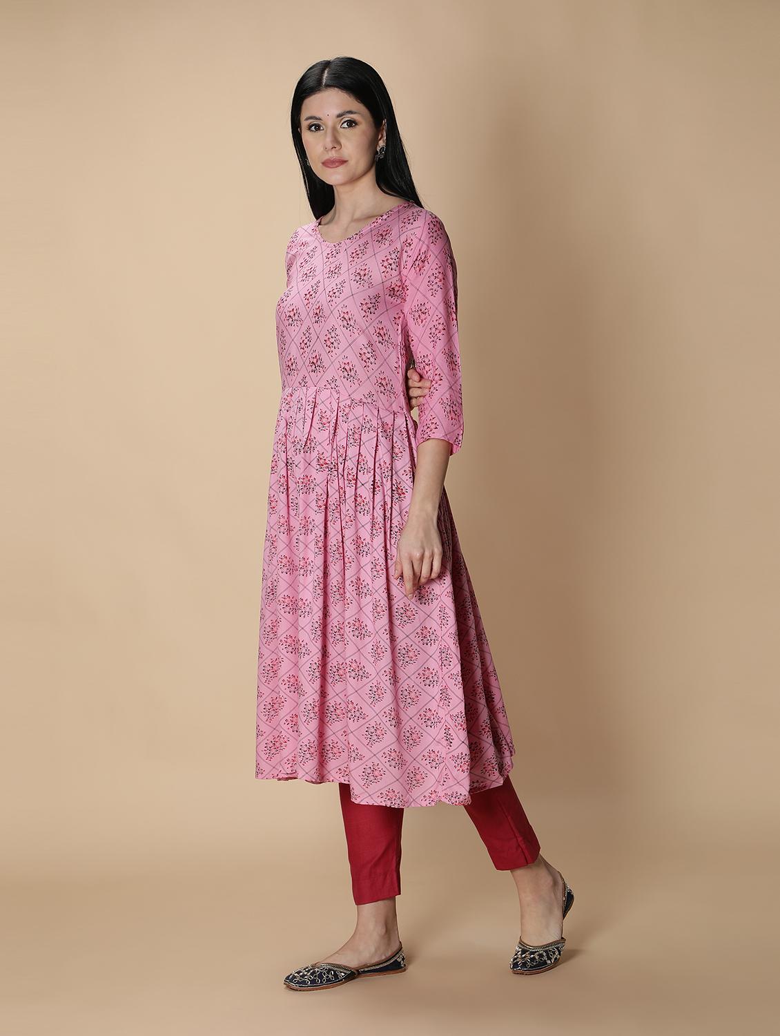 pink rayon kurta pant  set - 18789258 -  Standard Image - 1