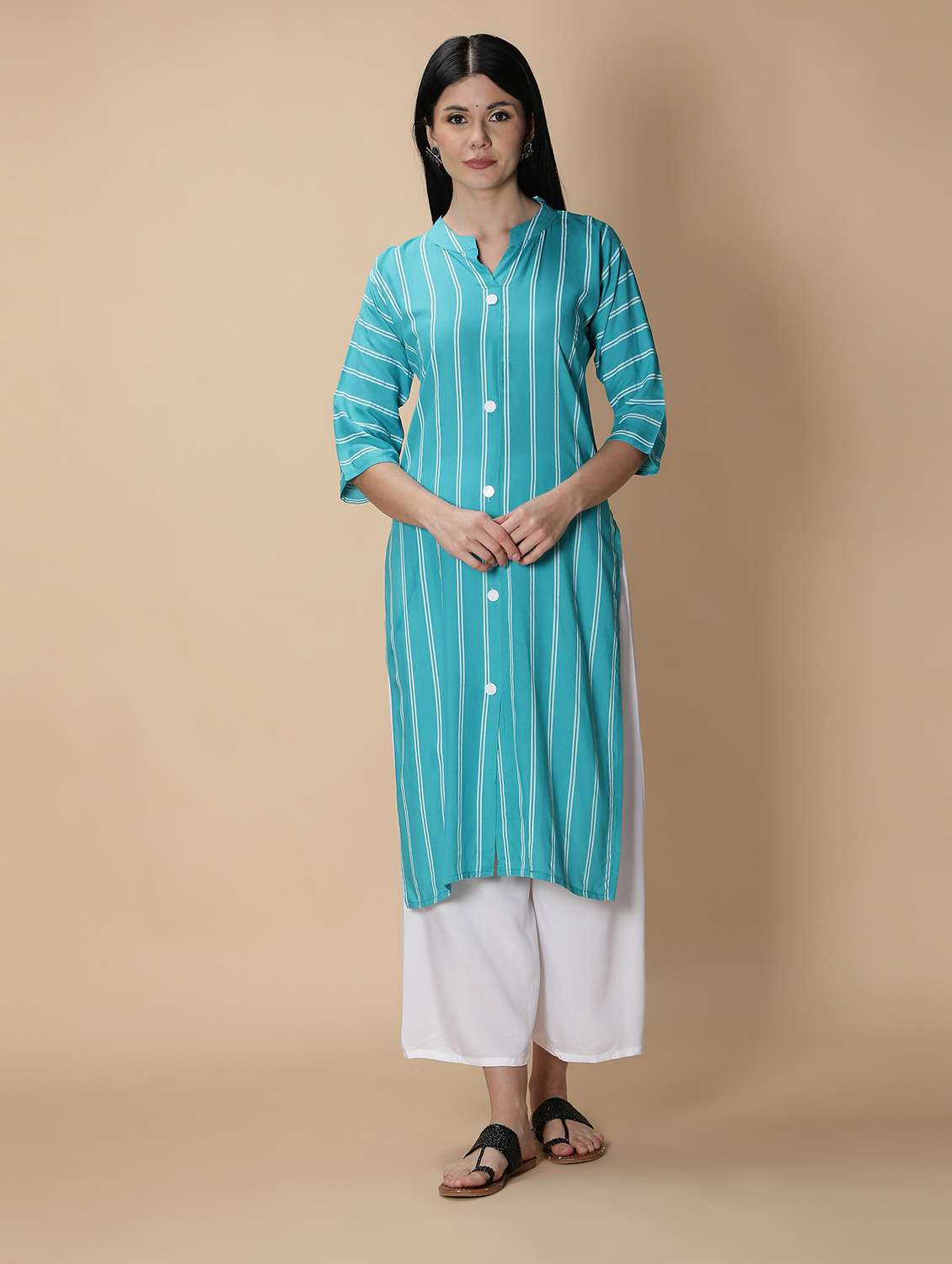 multi colored rayon kurta palazzo  set