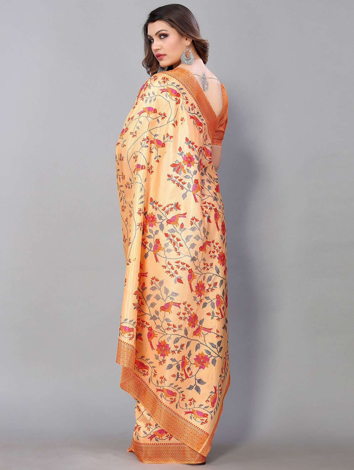 orange silk blend mysore saree with blouse - 18790262 - Standard Image - 1