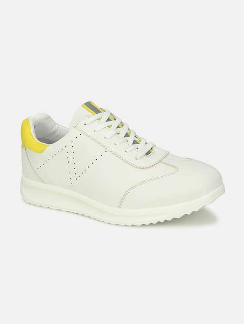 white synthetic lace up sneakers - 18793890 - Standard Image - 0