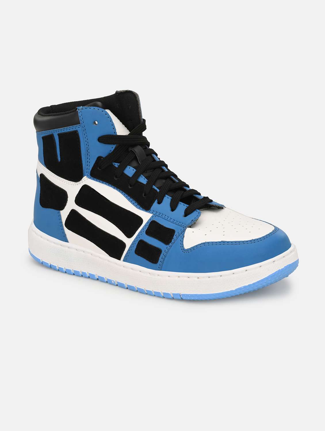 blue synthetic lace up sneakers