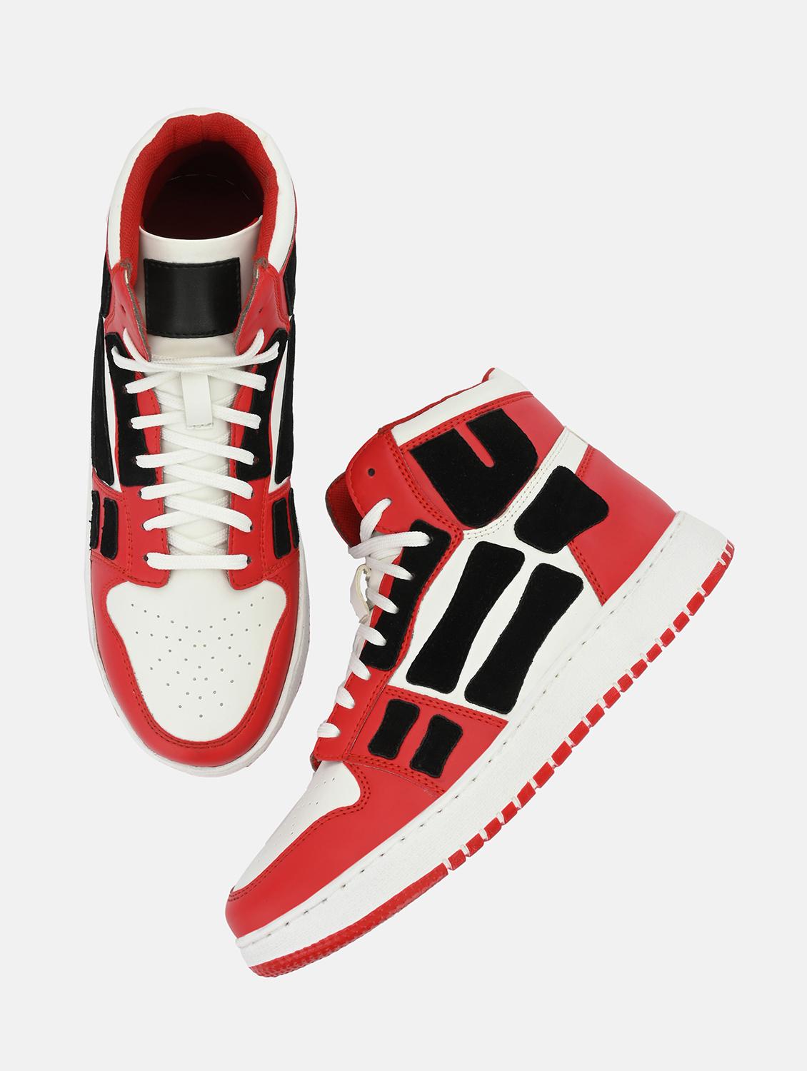 red synthetic lace up sneakers - 18793893 - Standard Image - 4