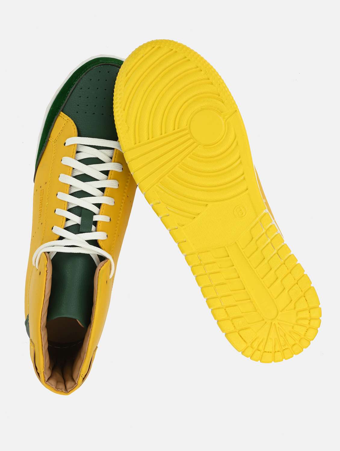 yellow synthetic lace up sneakers - 18793897 - Standard Image - 4