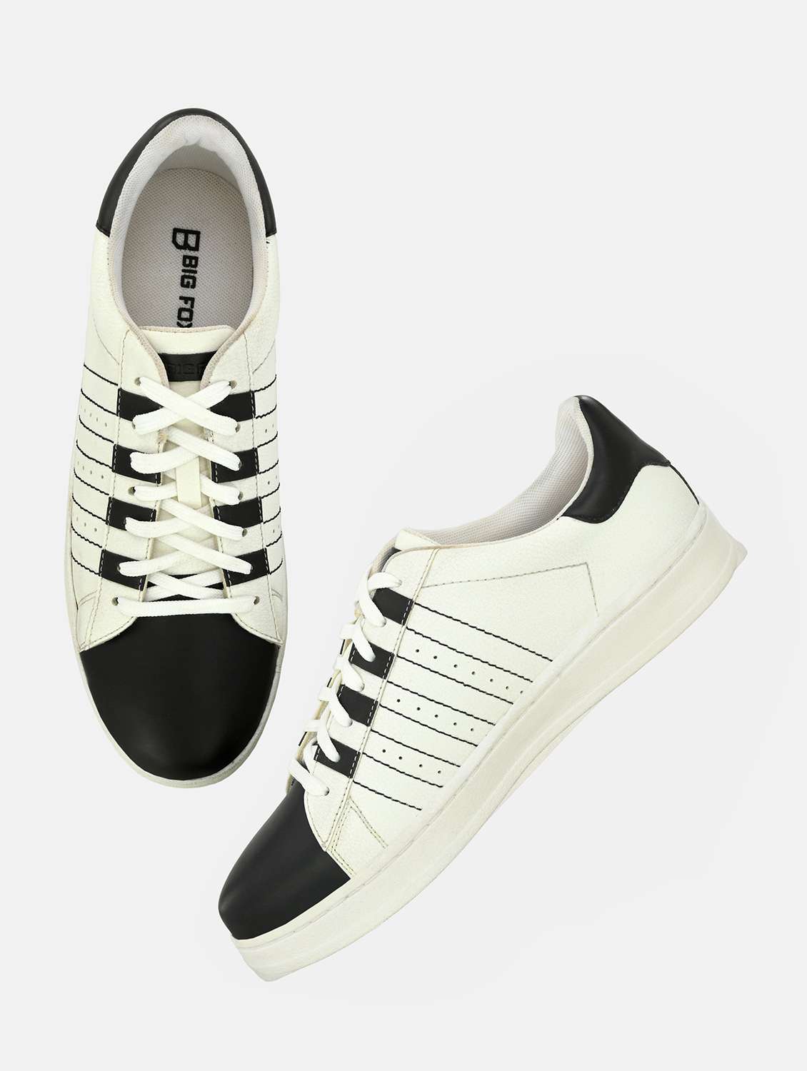 white synthetic lace up sneakers - 18793902 - Standard Image - 4