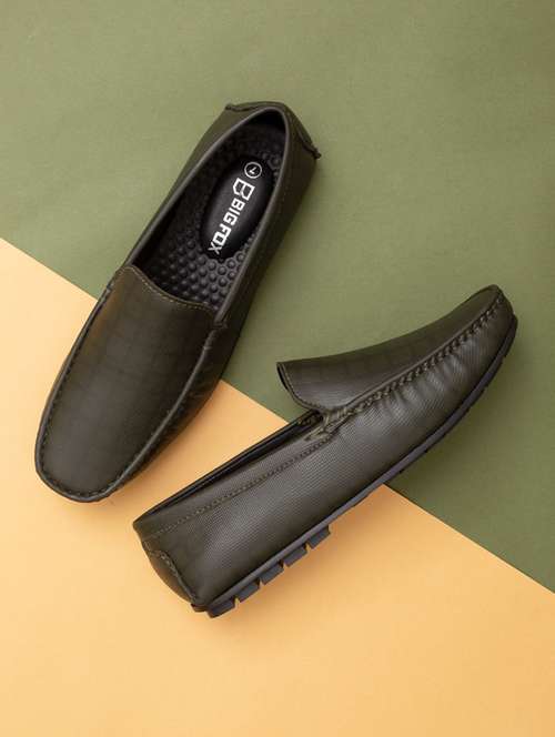 green synthetic slip on loafers - 18793910 -  Standard Image - 0