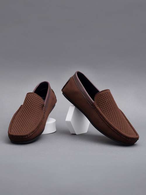 brown mesh & synthetic slip on loafers - 18793921 - Standard Image - 0