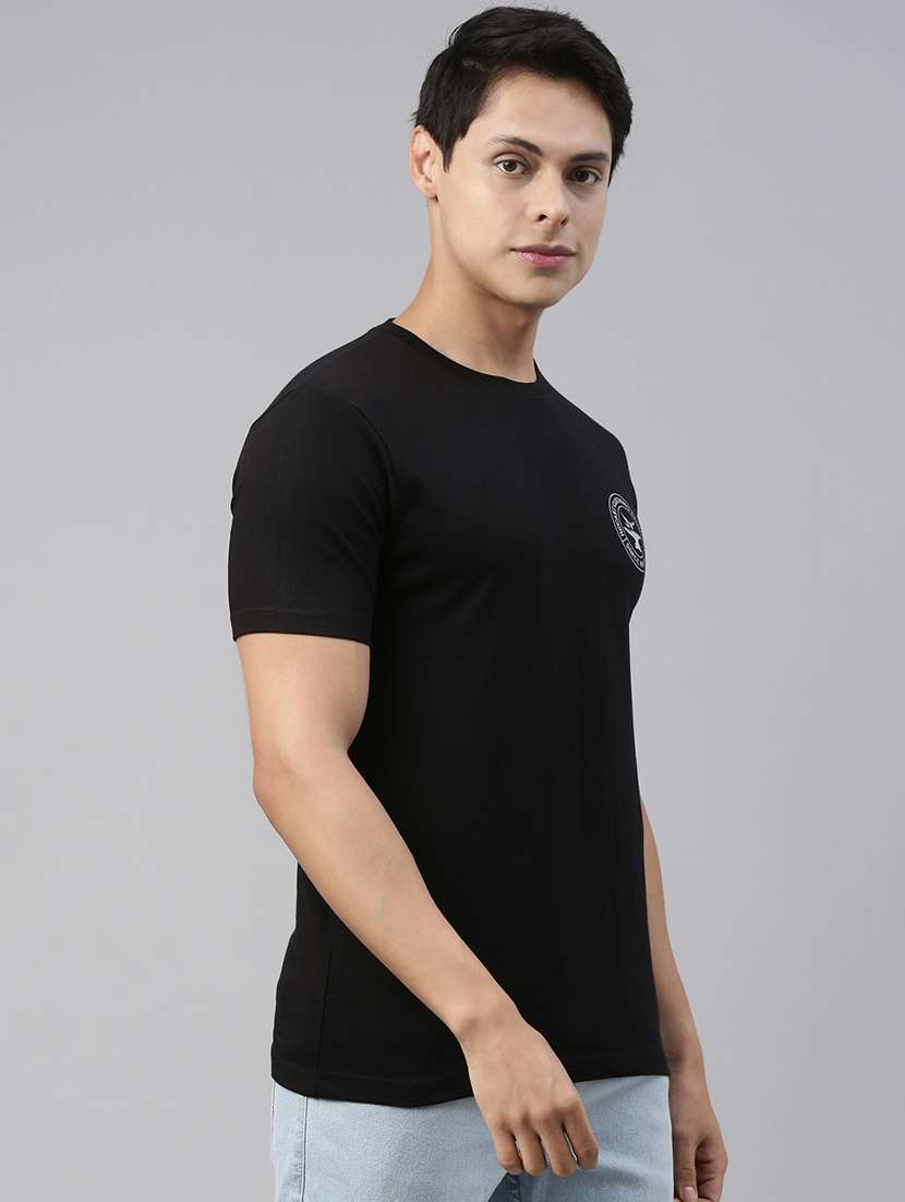 black colored crew neck t-shirt - 18801031 -  Standard Image - 1