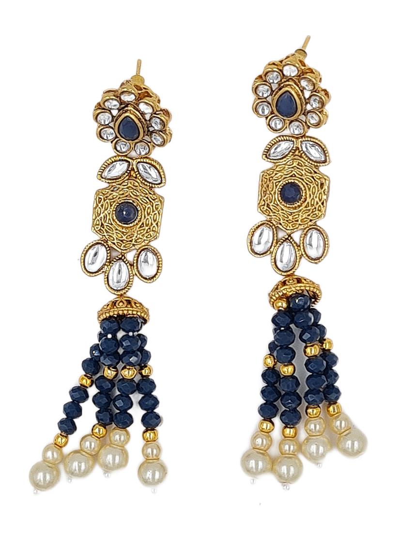 blue zinc kundan necklace - 18801254 - Standard Image - 1