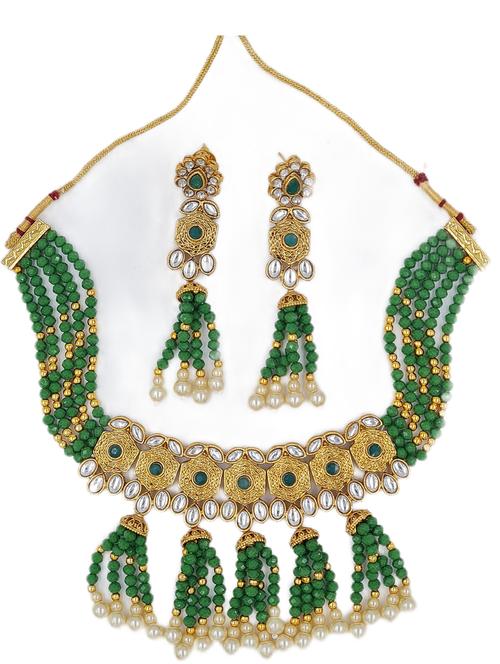 green zinc kundan necklace - 18801255 -  Standard Image - 0