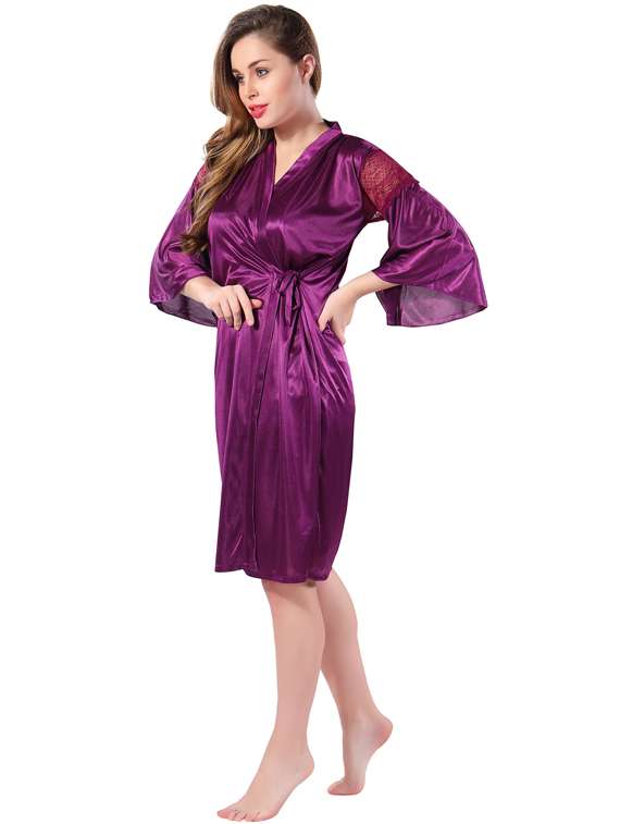 solid two piece night wear set - 18801308 -  Standard Image - 1