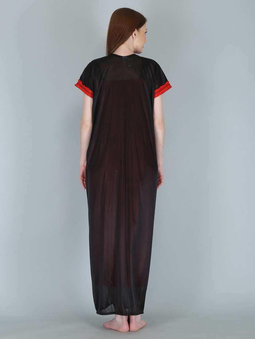 solid sleepwear robe with nighty set  - 18801315 -  Standard Image - 4