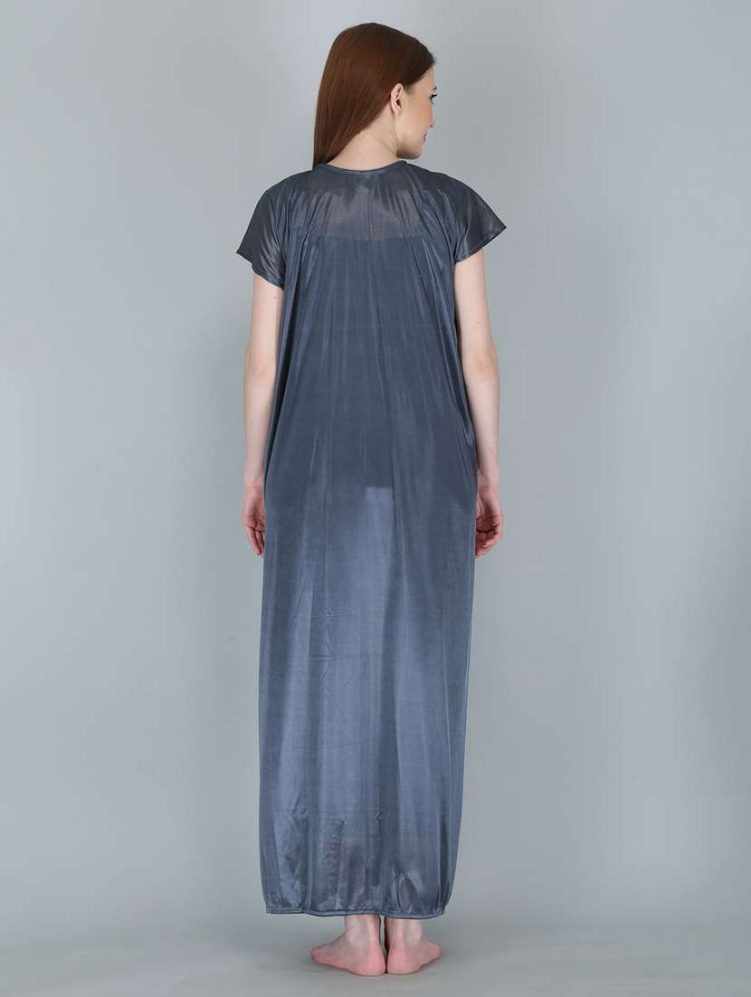 grey solid sleepwear robe set - 18801320 - Standard Image - 4