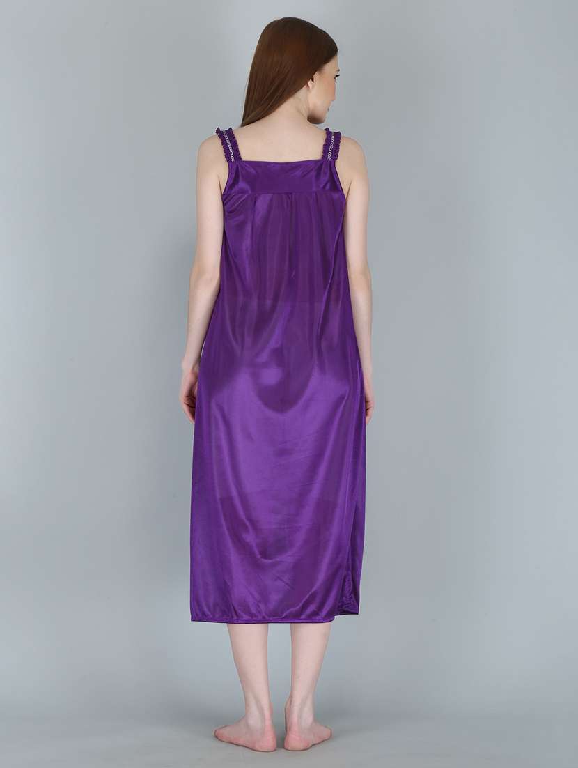 purple solid sleepwear robe with nighty set  - 18801321 -  Standard Image - 4