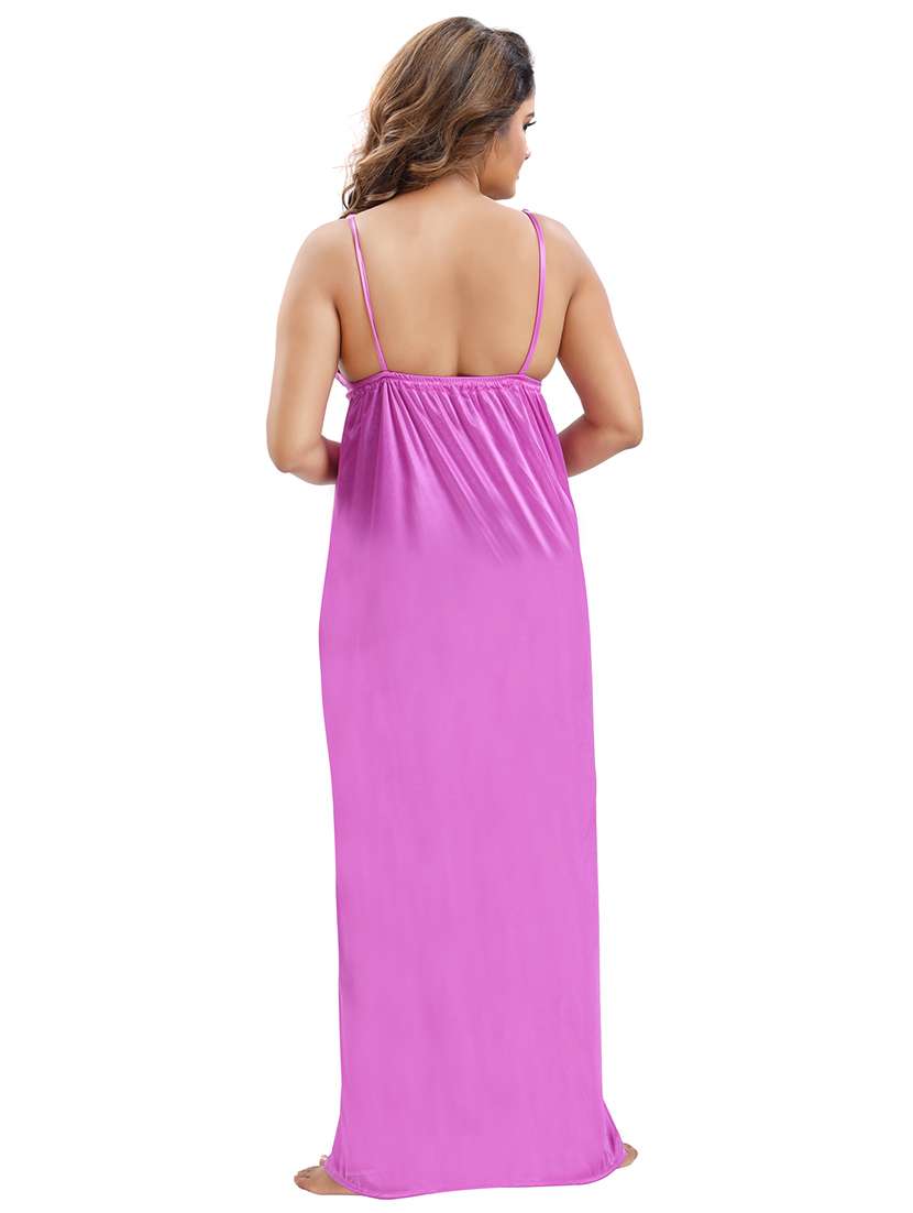 pack of 4 v-neck satin maxi wrap nightdress - 18801330 - Standard Image - 4