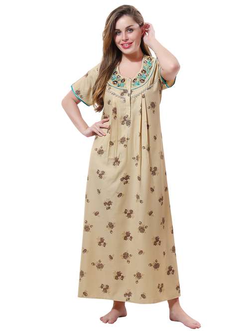 round neck printed nighty 