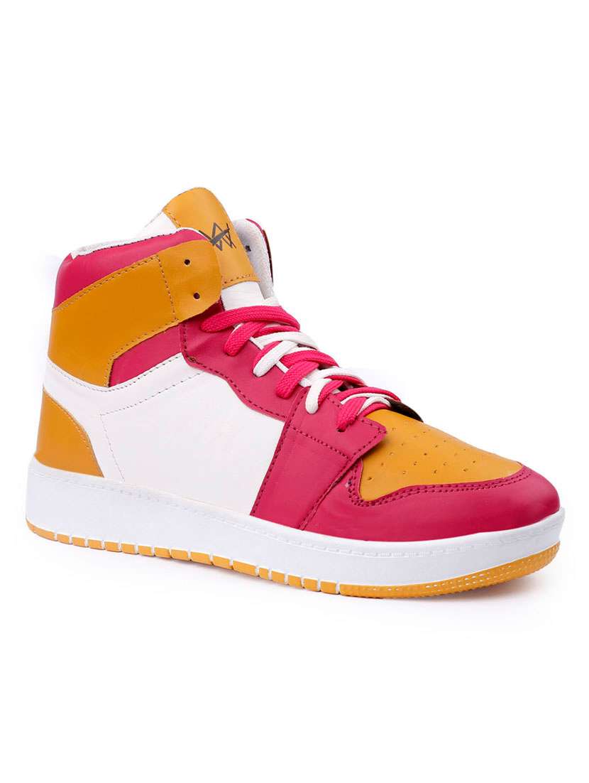 multi colored synthetic lace up sneakers