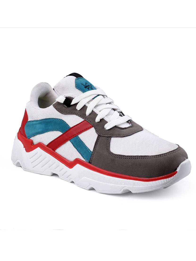 multi colored synthetic lace up sneakers
