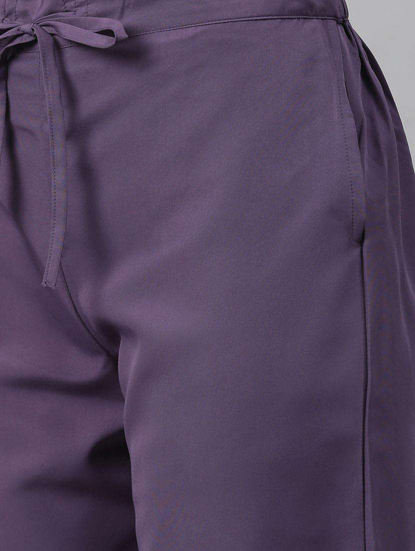 purple crepe kurta palazzo  set - 18801878 -  Standard Image - 1