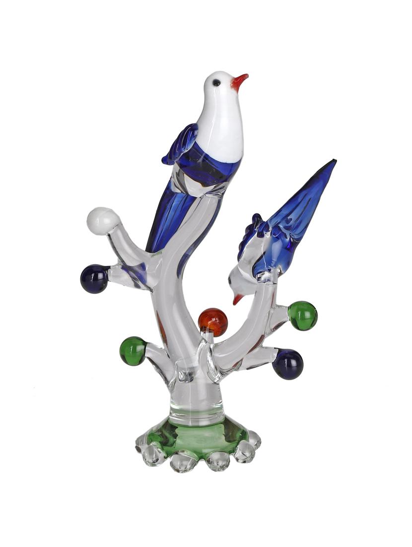 somil crystal shining clear glass natural loving birds pair relaxing on a well-favoured tree (set of 4) - 18801884 - Standard Image - 1