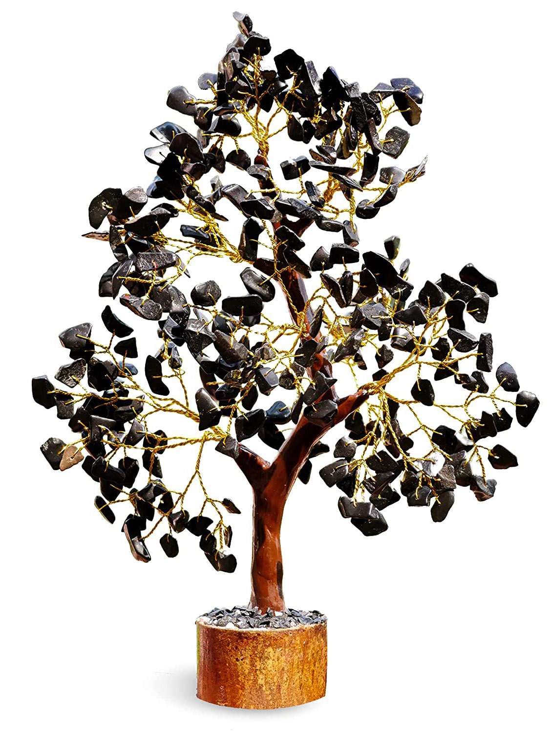 Black Tourmaline Stone Vastu Good Fortune Crystal Tree Wooden Base For Home/office Décor For Gift - 300 Beads - 18802202 -  Standard Image - 1