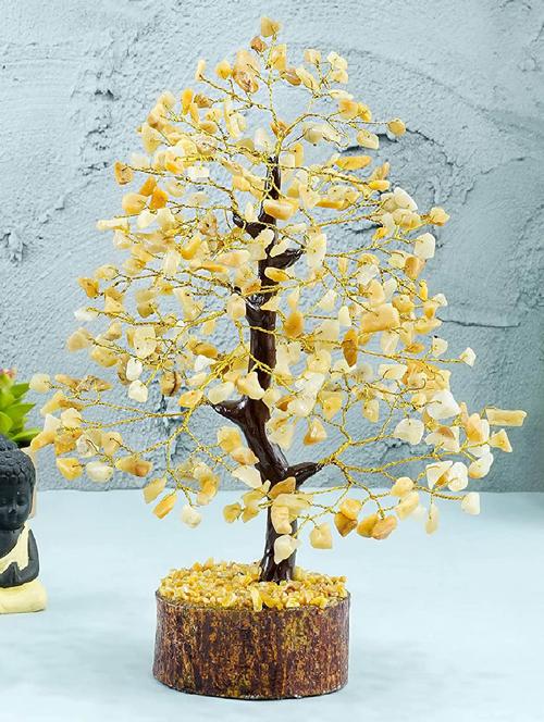 yellow aventurine stone vastu good fortune crystal tree wooden base wooden base for home/office décor for gift - 300 beads - 18802203 -  Standard Image - 0