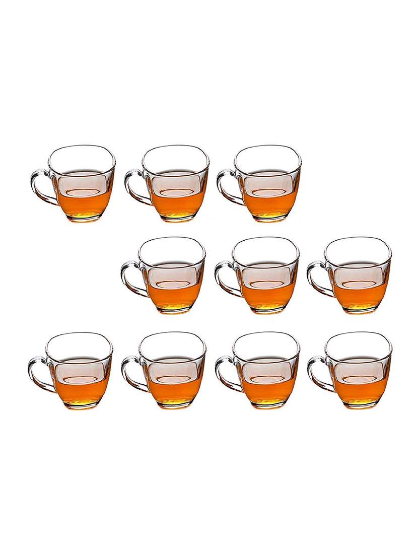 designer & stylish transparent tea/coffee cup, glass, 180 ml, pack of-10