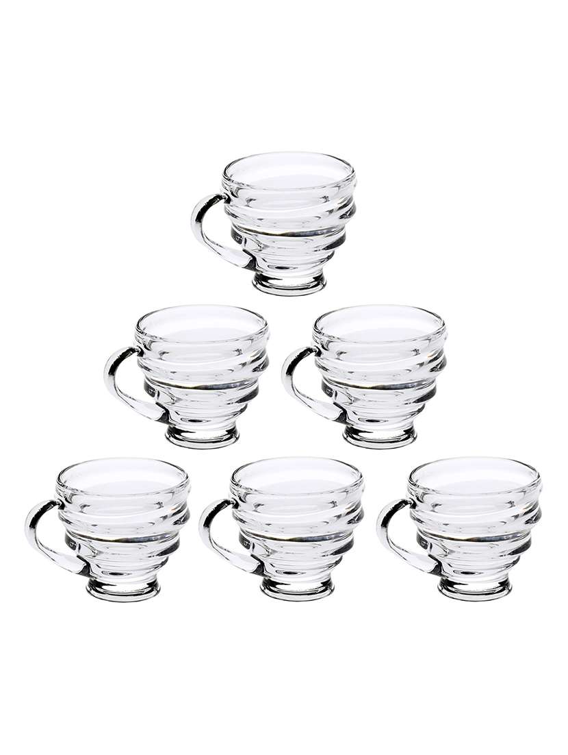 designer & stylish transparent tea/coffee cup, glass, 180 ml, pack of- 6