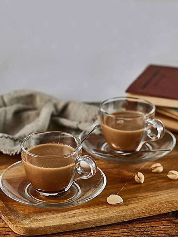 designer & stylish transparent tea/coffee cup, glass, pack of 6
