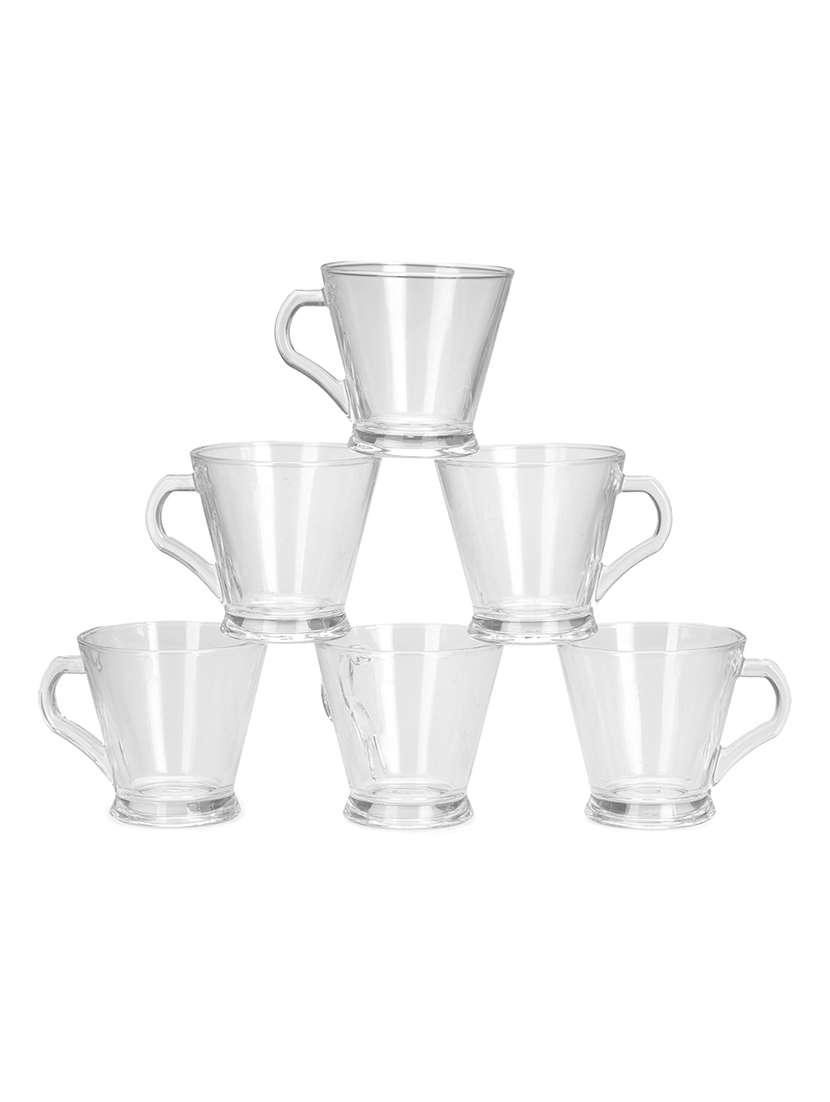 designer & stylish transparent tea/coffee cup, glass, pack of 6
