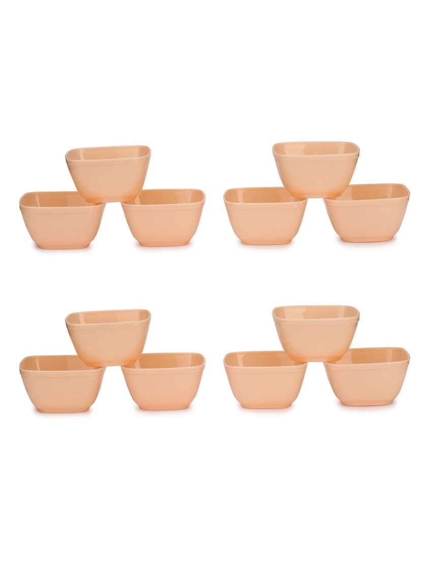 designer and attractive table ware bowl, plastic, beige, pack of 12