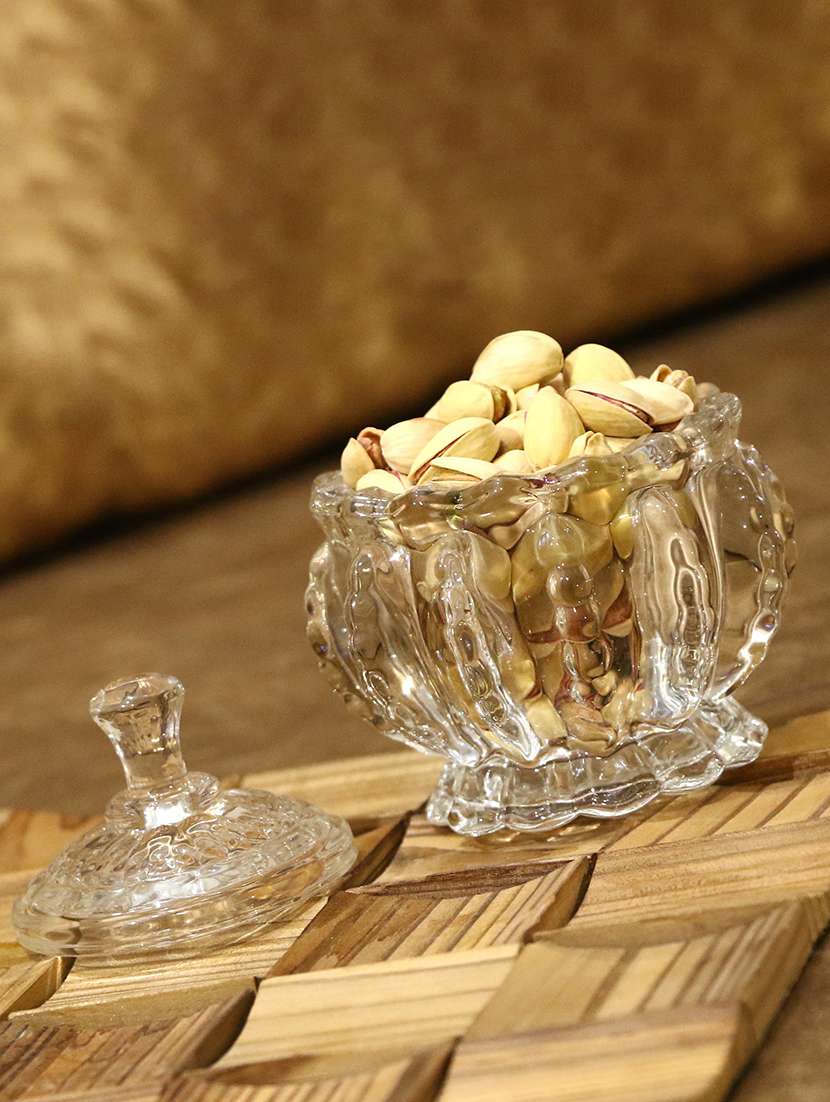 glass serving bowl with lid