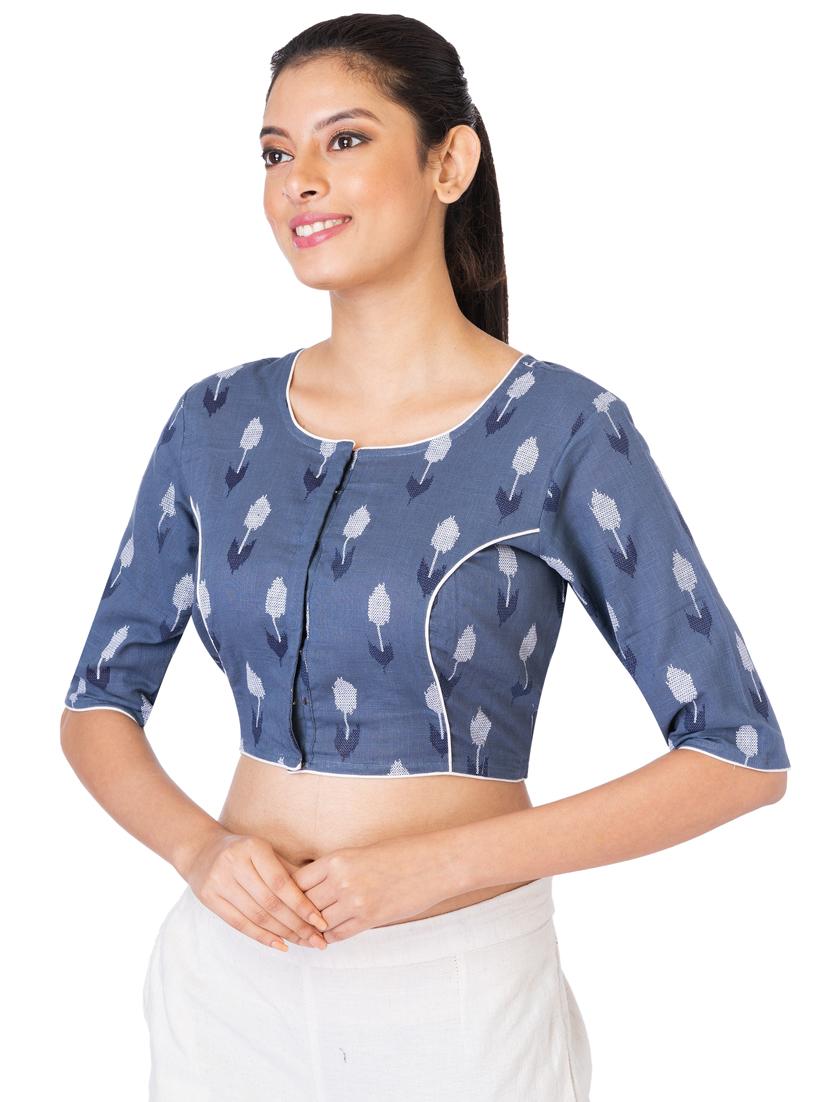 silver cotton embroidered blouse - 18823005 -  Standard Image - 1